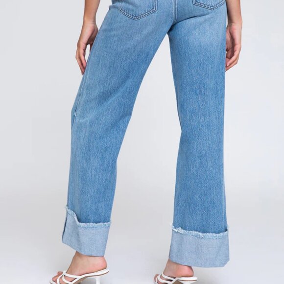 NEW REWASH Extreme Raw Cuff Wide Leg Jeans in medium indigo for women 825 2t7 - Picture 9 of 9